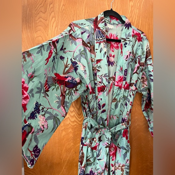 Little Tibet Boutique 100% cotton Floral Kimono Robe 12 - Picture 3 of 9
